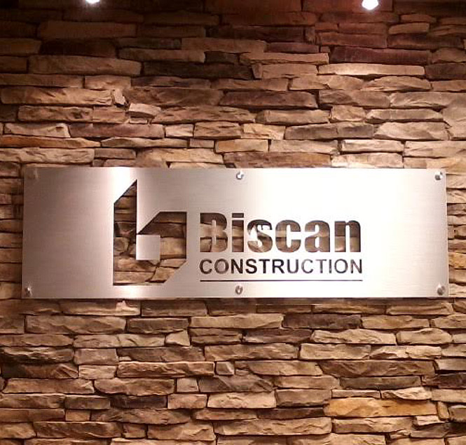Biscan Construction interior sign